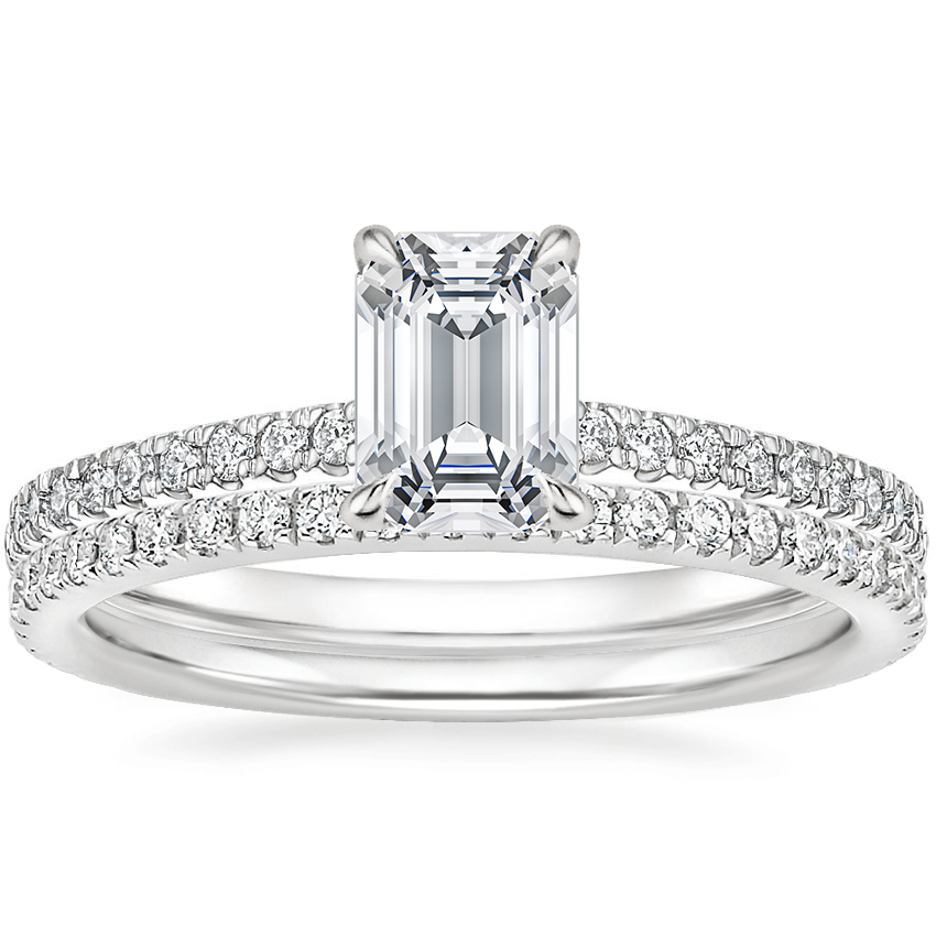 18K White Gold Petite Demi Diamond Ring 1 5 ct. tw. with Luxe Ballad Diamond Ring 1 4 ct. tw